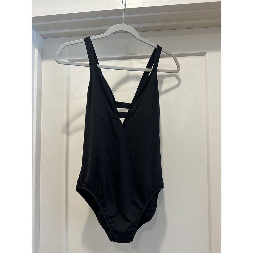 Seafolly Active Plunge V-Neck One Piece Swimsuit Black US Size 10 Anthropologie - Picture 3 of 9